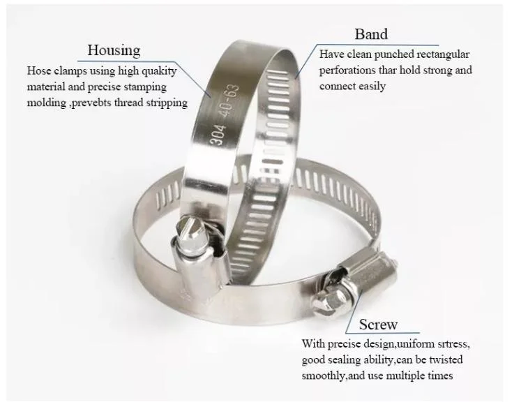 DIN3017 Galvanized or Stainless Steel German Type Hose Clamp with 9mm and 12mm Bandwidth