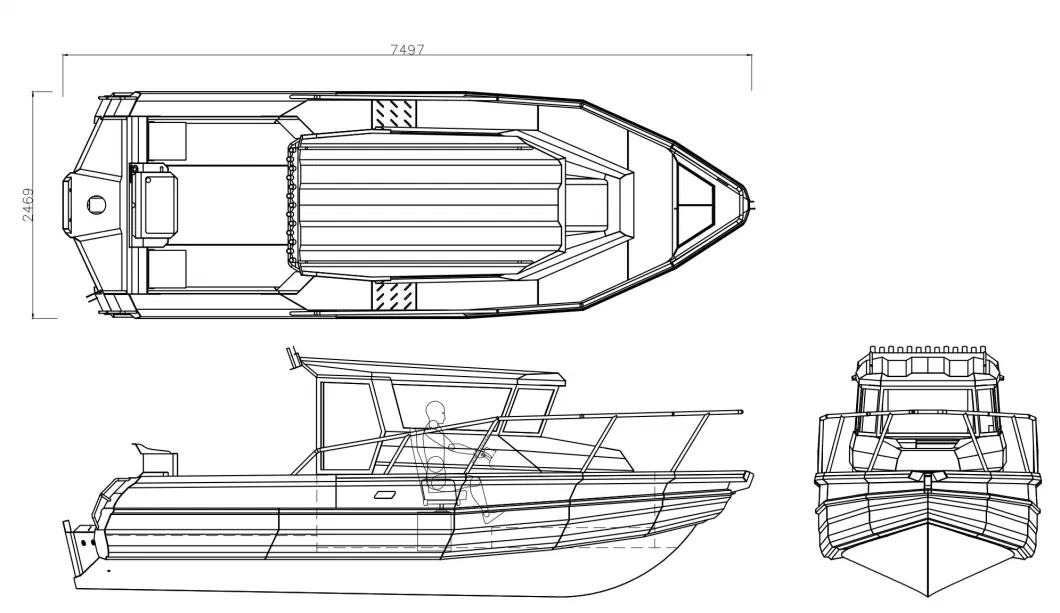 New Zealand Design 7.5m Full Cabin Walking Around Alumuinum Fishing Boat