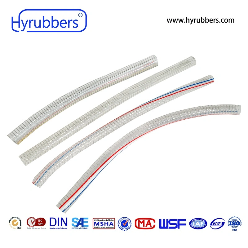 Wear Resistant Clear PVC Spiral Steel Wire Reinforced Hose