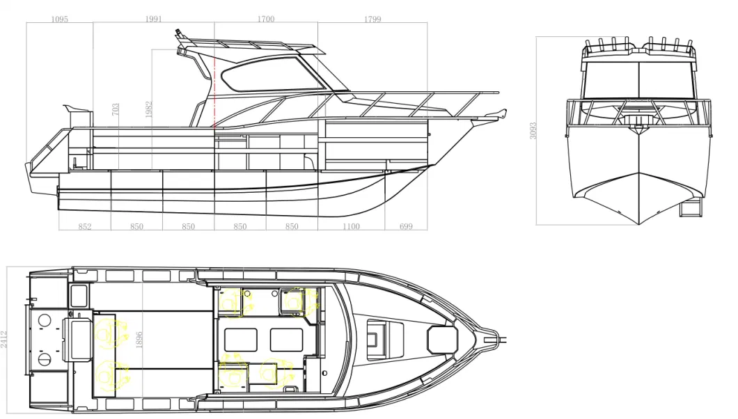 25FT 7.5m Fully Welded Deep V Design 5083 Aluminum Family Cruiser and Leisure Fishing Boat Yacht for Sale