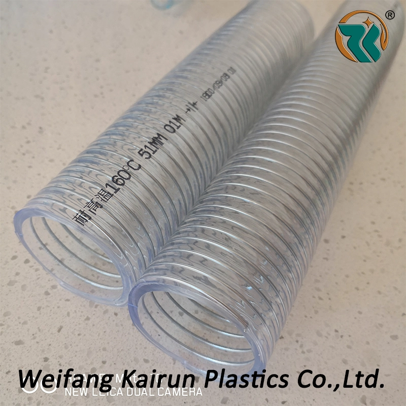 Anti-UV Clear PVC Water Oil Delivery Transparent Spiral Steel Wire Reinforced Flexible Hose Pipe