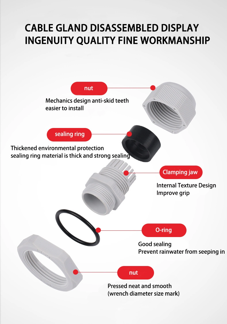 M22X1.5 Liquid-Tight Nylon Cable Gland Black White Flexible Hose Joints Flexible Hose Joints Pipe Fitting