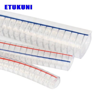  Suministro de fábrica PVC transparente espiral de acero reforzado con resorte transparente Manguera de agua de servicio para aceite y polvo