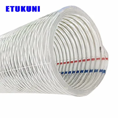  Acero inoxidable resistente a ácidos y álcalis alambre PVC reforzado de poliéster vacío Manguera para transporte de descarga de succión de polvo de aceite de agua