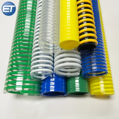  Manguera de succión de PVC corrugado verde gris amarillo la manguera de aspiración de PVC flexible Helix 1 2 3 4 5 6 8 10 pulgadas en espiral de plástico de PVC flexible de conducto para el agua Delievery