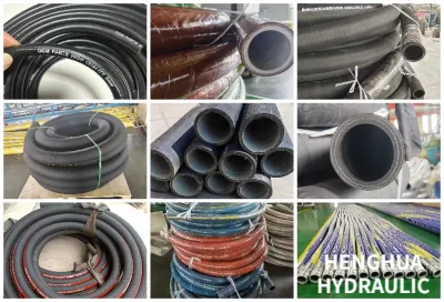 Manguera de caucho trenzado hidráulico de alta presión para excavadora - manguera de aceite flexible con alta temperatura de presión, normas SAE R1 R2 R4