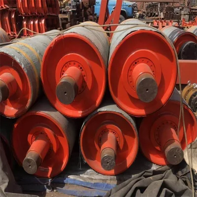  Transportador de correa personalizada /polea alta resistencia al desgaste resistente al fuego de cerámica de la cabeza de la unidad de caucho desaire de cola doble acanalado quedando Non-Drive Diamante de la polea de tambor