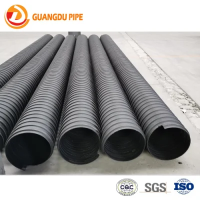 Conducto de corrugado plástico HDPE de pretensión de tubo con correa de acero espiral