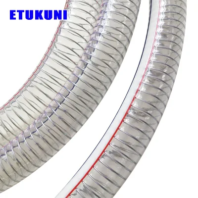 Premium Factory PVC transparente espiral de acero reforzado con alambre transparente resorte Manguera de agua de servicio para transporte de descarga de succión de aceite de agua