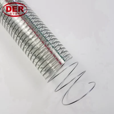 1/4&quot;~10&quot; Manguera suave de agua transparente de PVC con espiral de acero y succión/descarga de plástico