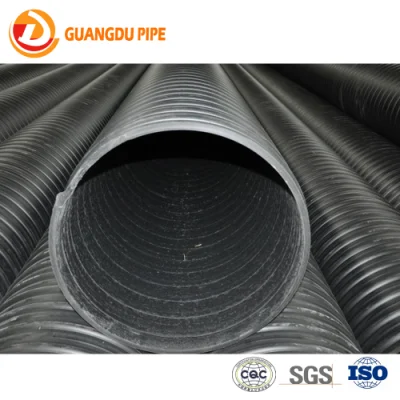 Todos los diámetros de tubo de plástico HDPE correa de acero reforzado Tubo de drenaje de Cartón Ondulado
