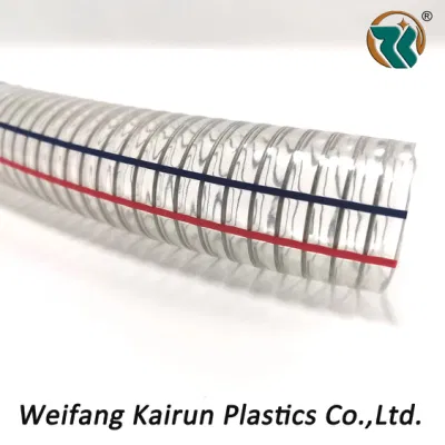  China Fabricante flexible de la succión de agua Descarga PVC resorte espiral de acero Manguera de alambre