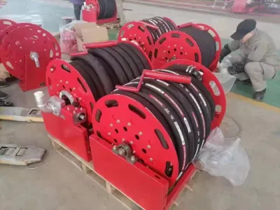  Carrete de manguera mecánica de color rojo para aceite combustible