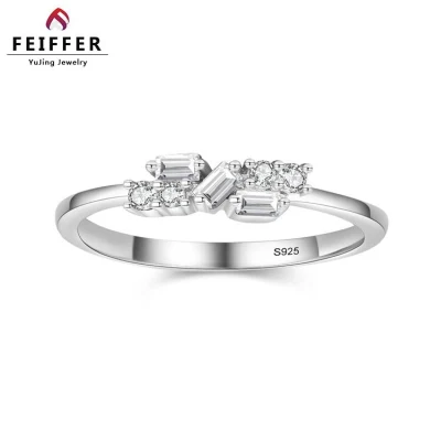  Participación de Aniversario al por mayor Fiesta de regalo Joyas de Boda 925 Sterling Silver CZ anillo Nail Fashion Ring para la vida diaria