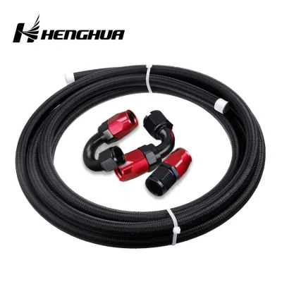 10un 10 y 10 de Nylon Negro trenzado de acero inoxidable PTFE Carreras trenzado Flexible Fuel Gas Tubería flexible