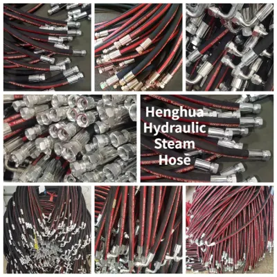 Manguera de caucho trenzado hidráulico de alta presión para excavadora - manguera de aceite flexible con alta temperatura de presión, normas SAE R1 R2 R4