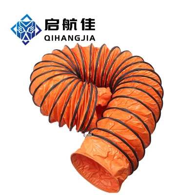  Manguera de conducto de aire flexible naranja de altas prestaciones naranja y negra Color ventilación colapable PVC tela conducto de aire Retardante de fuego Manguera