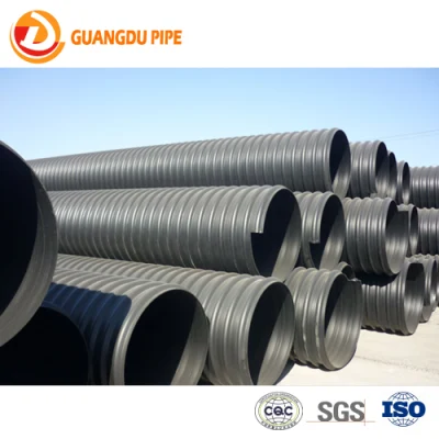  Sn8 Sn10 Sn12.5 HDPE correa de acero reforzado tubo corrugado