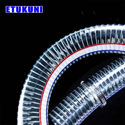 Premium Factory PVC transparente espiral de acero reforzado con alambre transparente resorte Manguera de agua de servicio para transporte de descarga de succión de aceite de agua