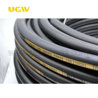 China caliente fábrica vende SAE DIN EN853 de aceite de la manguera hidráulica de 1 pulgada manguera de goma flexible de carrete de 25mm
