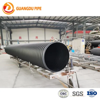 Conducto de corrugado plástico HDPE de pretensión de tubo con correa de acero espiral
