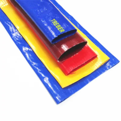 PVC azul Lay Flat tubo de descarga de agua conjunto con Abrazadera de acoplamiento 1 2 3 4 5 6 8 10 16 pulgadas para la agricultura de la granja de la bomba de la piscina irrigación