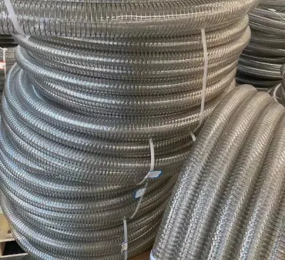  0,6mm TPU flexible reforzado PU espiral de acero manguera de conducto