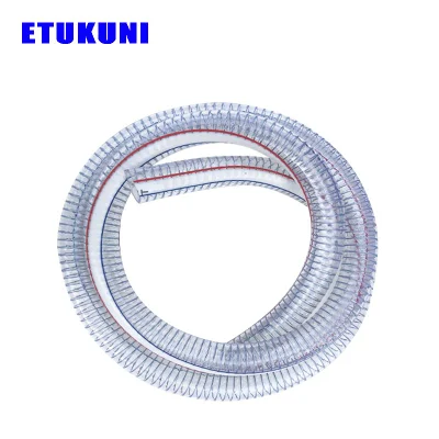 Premium Factory PVC transparente espiral de acero reforzado con alambre transparente resorte Manguera de agua de servicio para transporte de descarga de succión de aceite de agua