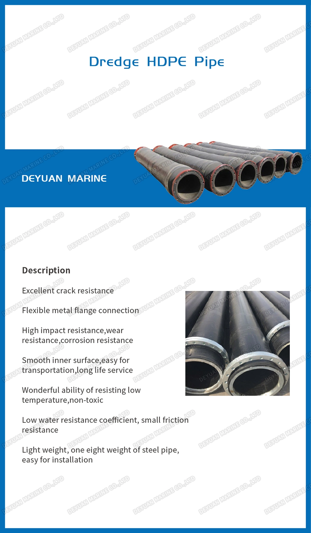 315mm HDPE Rubber Steel Dredge Pipe Floating Buoy Floating Pipe