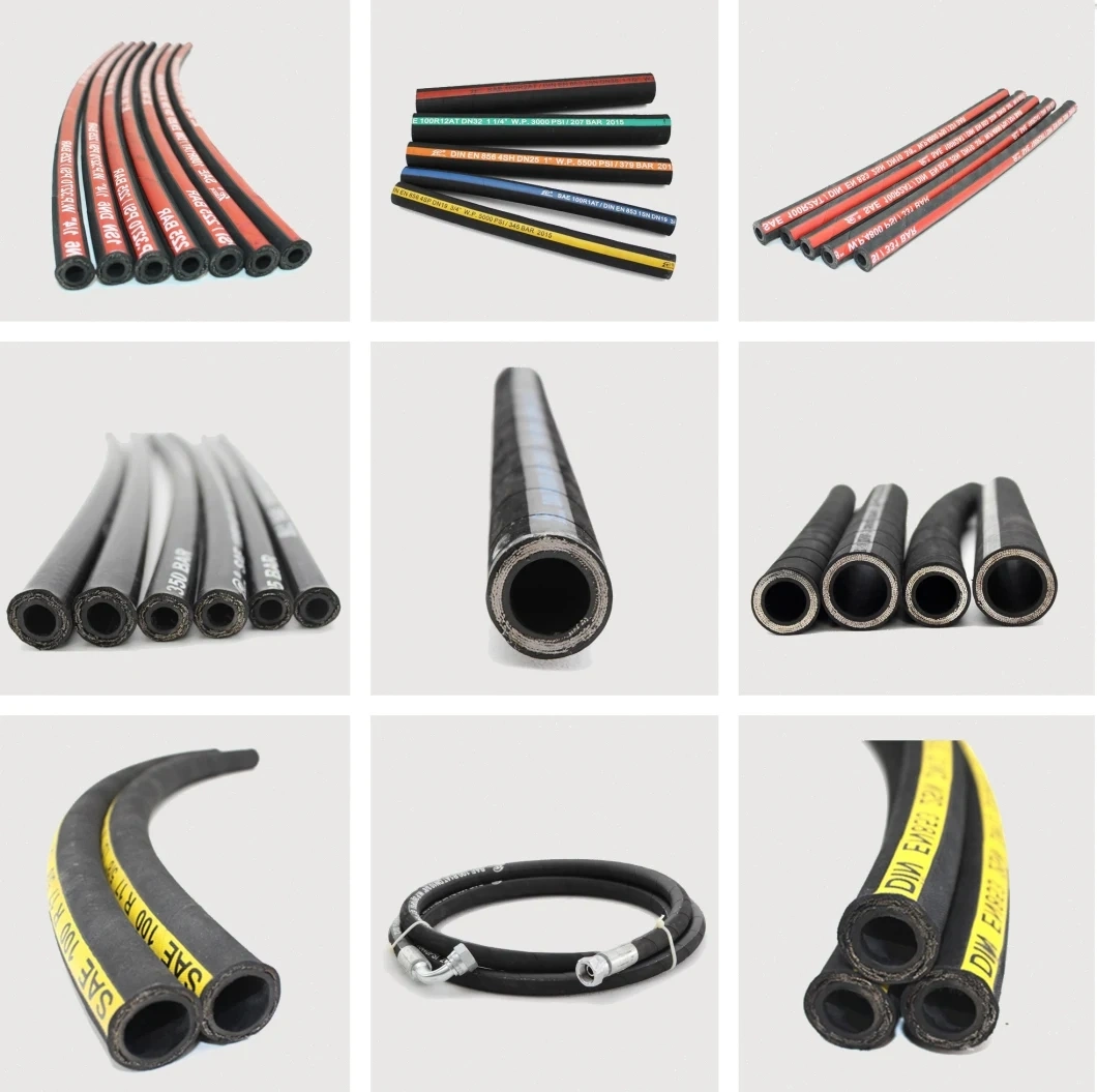 High Pressure Water Suction Hose Pressure Washer Oil Air Flexible Rubber Hose Hydraulic Hose Textile Reinforced Air Rubber Hose Hydraulic Hose Rotary Hoses
