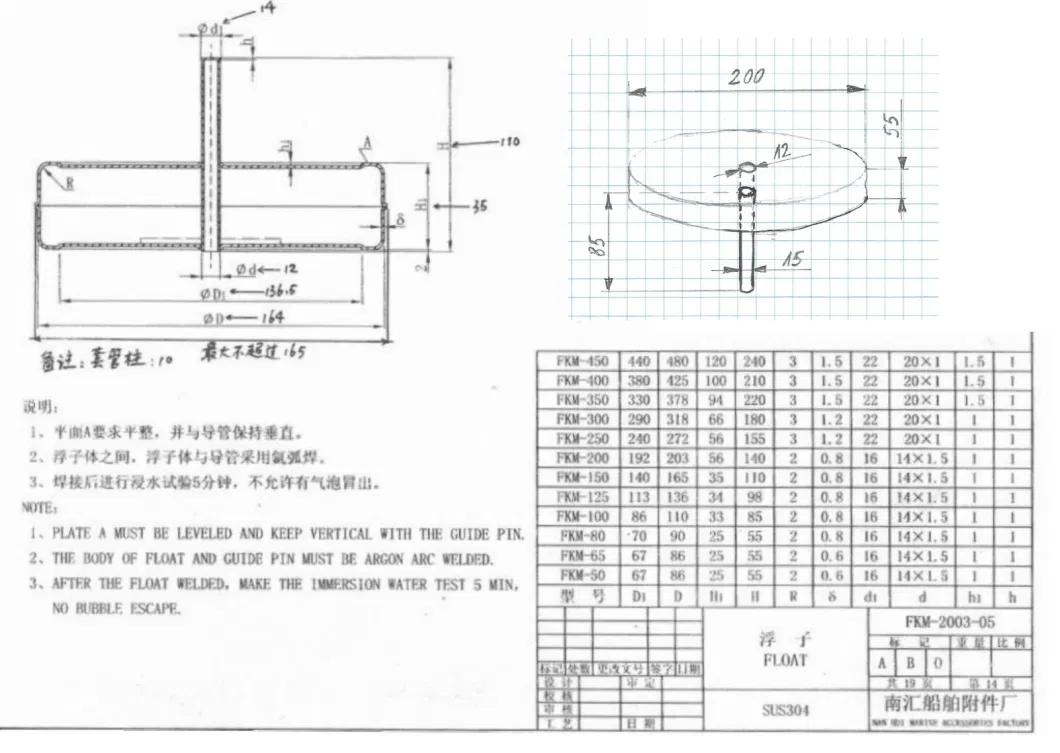 Marine Air Pipe Head Float Float Ball Breathable Cap Float 304 Stainless Steel