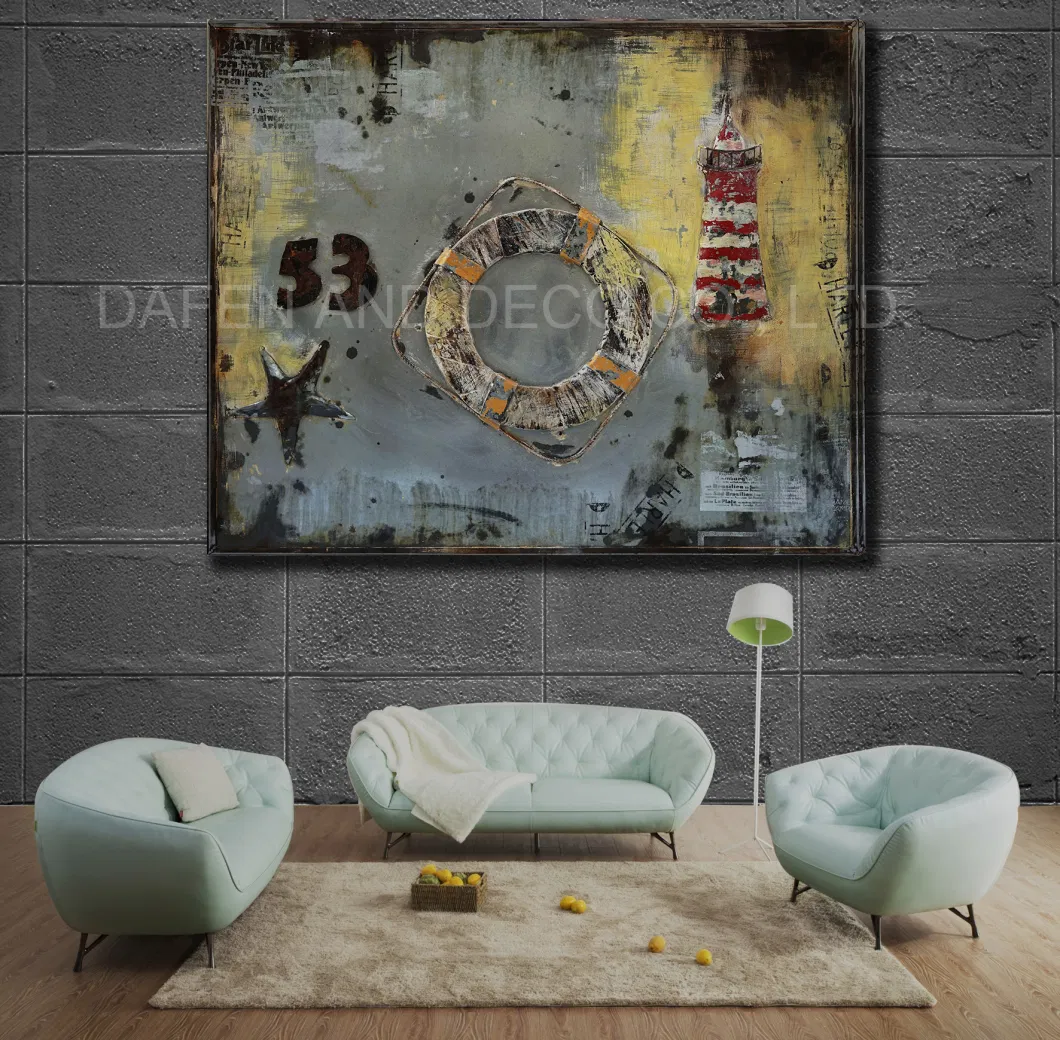 Metal Decoration Oil Painting Wall Art Iron Life Buoy 3D Dimension