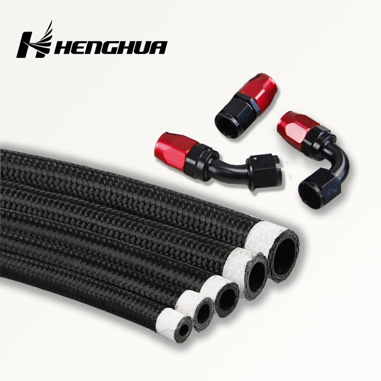 4an 6an 8an 10an 12an 16an 20an Black Nylon Cover Stainless Steel Braided CPE or NBR Rubber Fuel Line Oil Cooler Hose