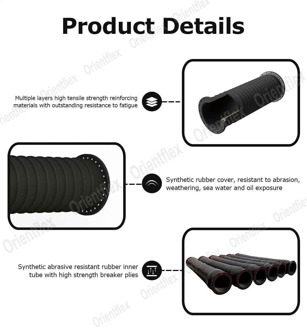 Flexible Resistant Fuel Submarine Rubber Armoured Marine Dredging Suction Hose for Dredger