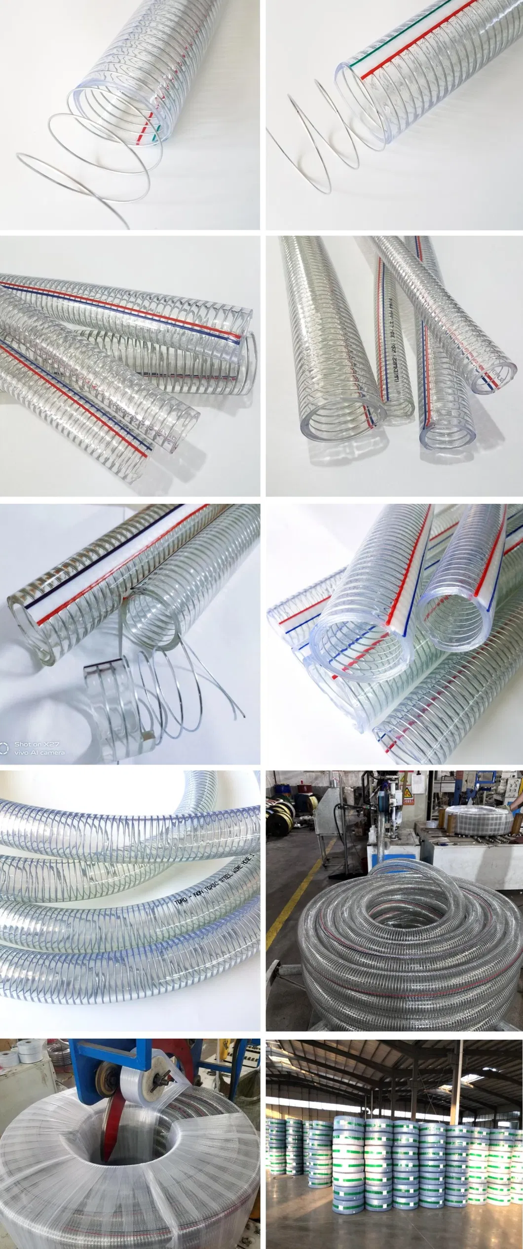 Clear PVC Spring Spiral Steel Wire Reinforced Water Fuel Suction Discharge Conduit Pipe