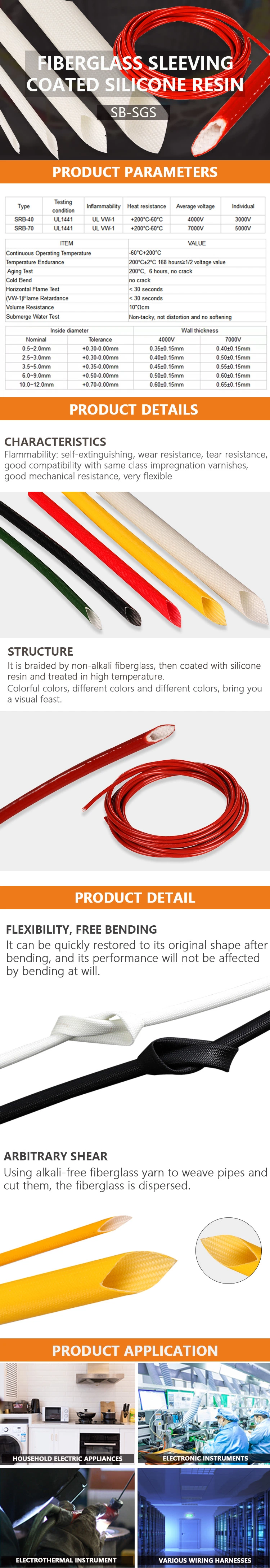 Silicone Rubber Glass Fiber Sleeving Red Tube Used Motor Wires