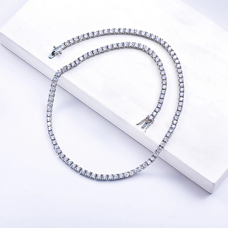 Fine Jewelry 925 Sterling Silver Tennis Necklace Chain