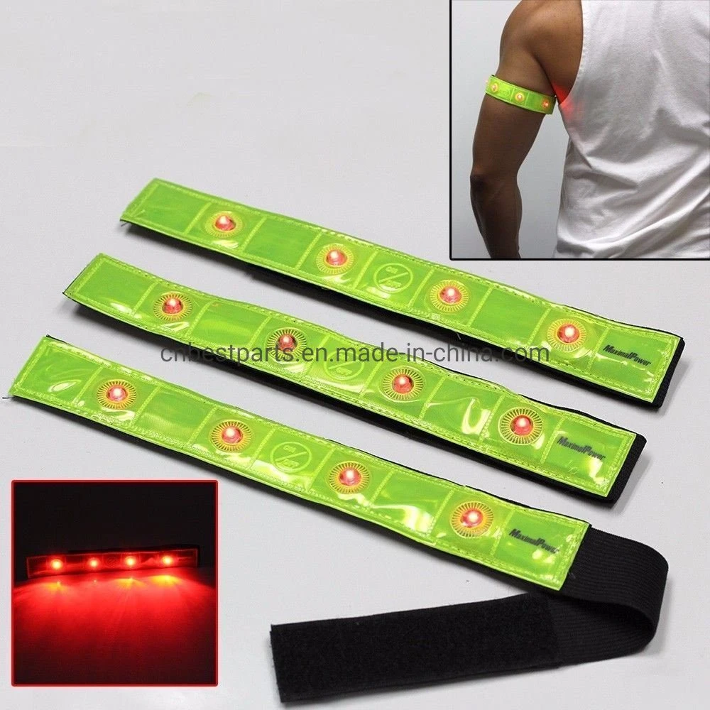 Roadside Safety Night Running Jogging Reflective Armbands W/Blinking LED Lights