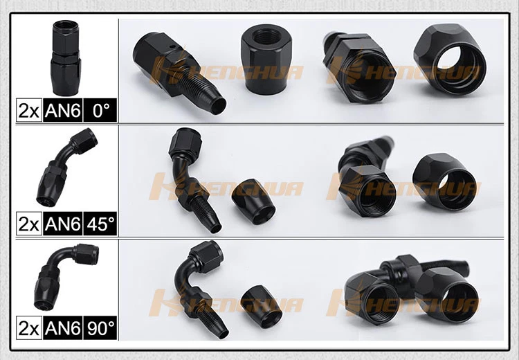 4an 6an 8an 10an 12an 16an 20an Black Nylon Cover Stainless Steel Braided CPE or NBR Rubber Fuel Line Oil Cooler Hose