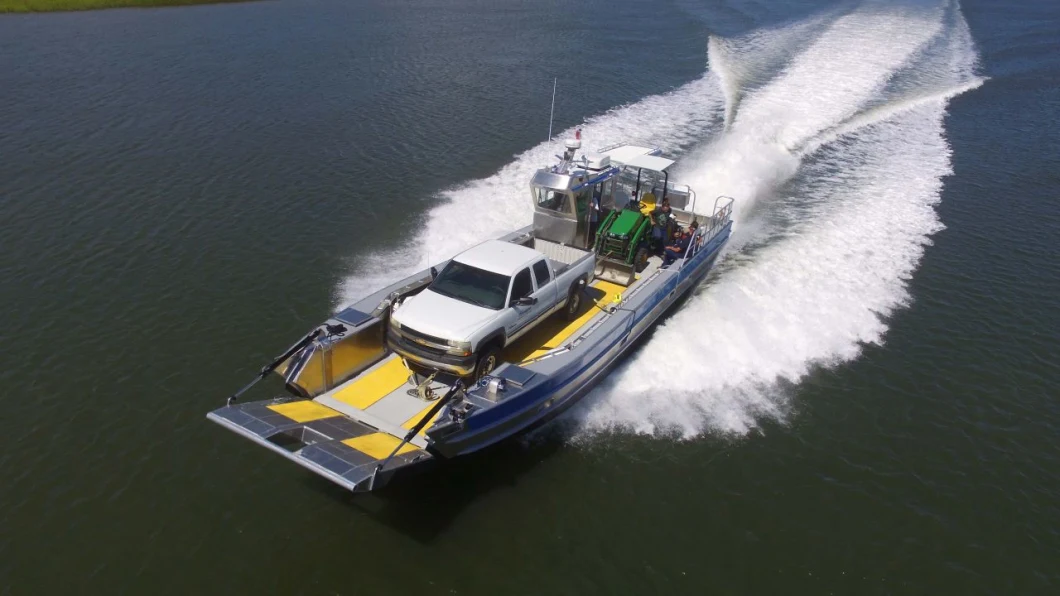 15m 50FT Aluminum Large Deck Barge Transfer Car Carrier Work Boat Landing Craft for Sale