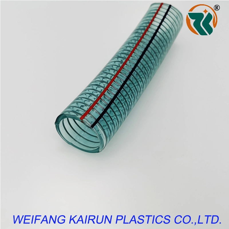 Clear PVC Steel Wire Reinforced Hose Suction Spring Flexible Hose /PVC Spiral Steel Wire Reinforced Hose for Water/Oil/Powder Supply
