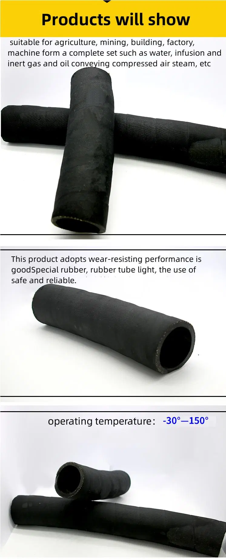 Oil Resistant Steam Water Pipe Sandblasting Pipe Clip Cloth 1 &quot;Rubber Hose