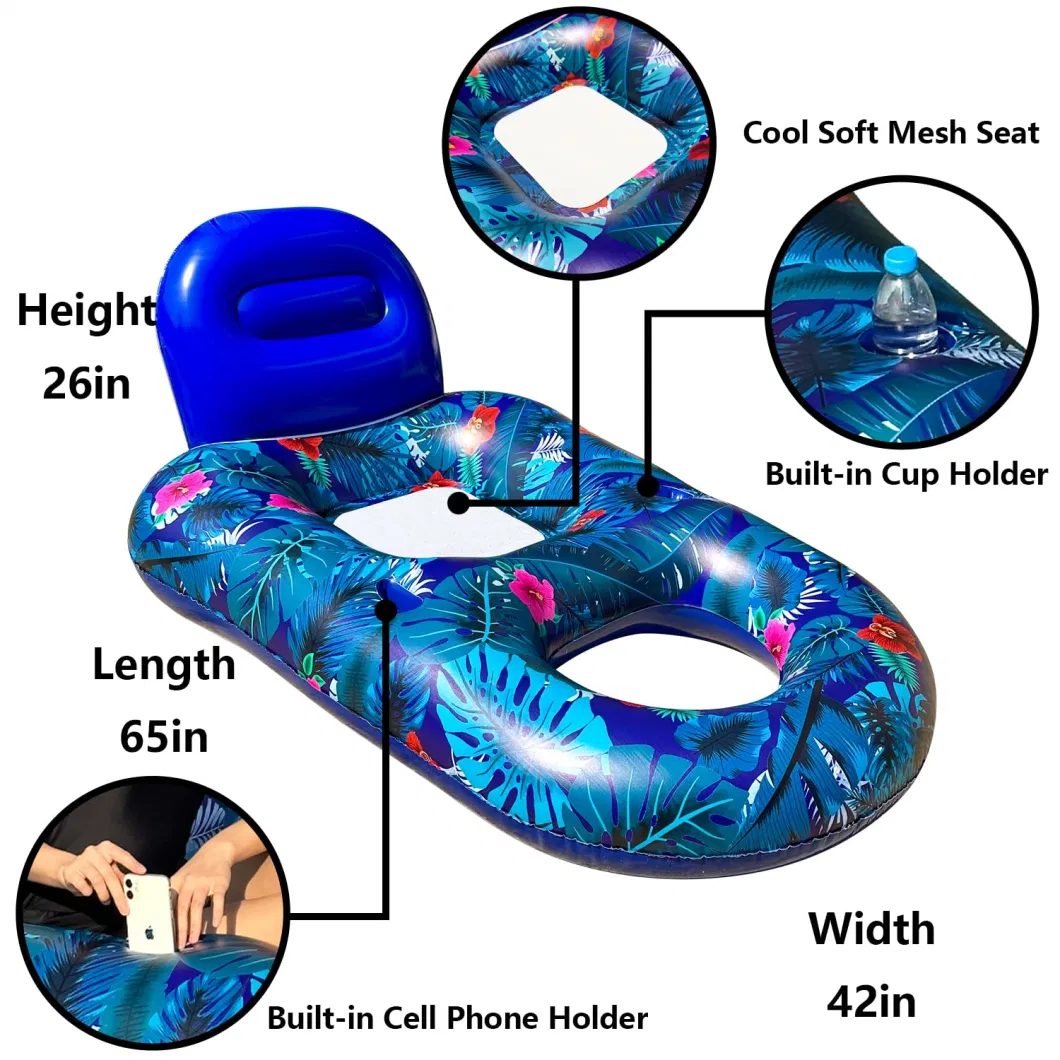 Reclining Pool Lounge Floats with Backrest and Footrest to Relax in The Sun