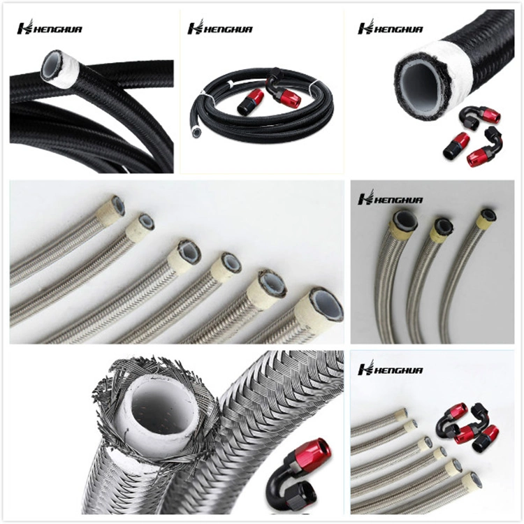 -6 6 an 5/16inch An6 an Blue Black Red Nylon Cotton Cover Stainless Braided Smooth PTFE E85 Alcohol Fuel Oil Cooler Hose