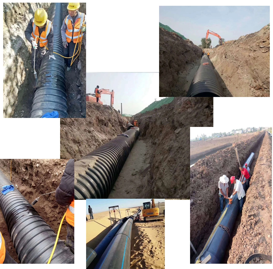 Multipurpose HDPE Culvert Steel Belt Reinforced Thermoplastic Corrugated Pipe for Drainage