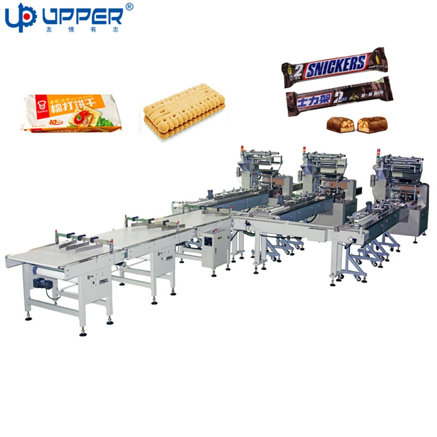 Biscuits Bread Cake Food Bags Convenient Pillow Type Factory Packaging Machinery Equipment System Automatic Wrapping Packing Machine Line