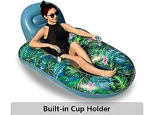 Reclining Pool Lounge Floats with Backrest and Footrest to Relax in The Sun