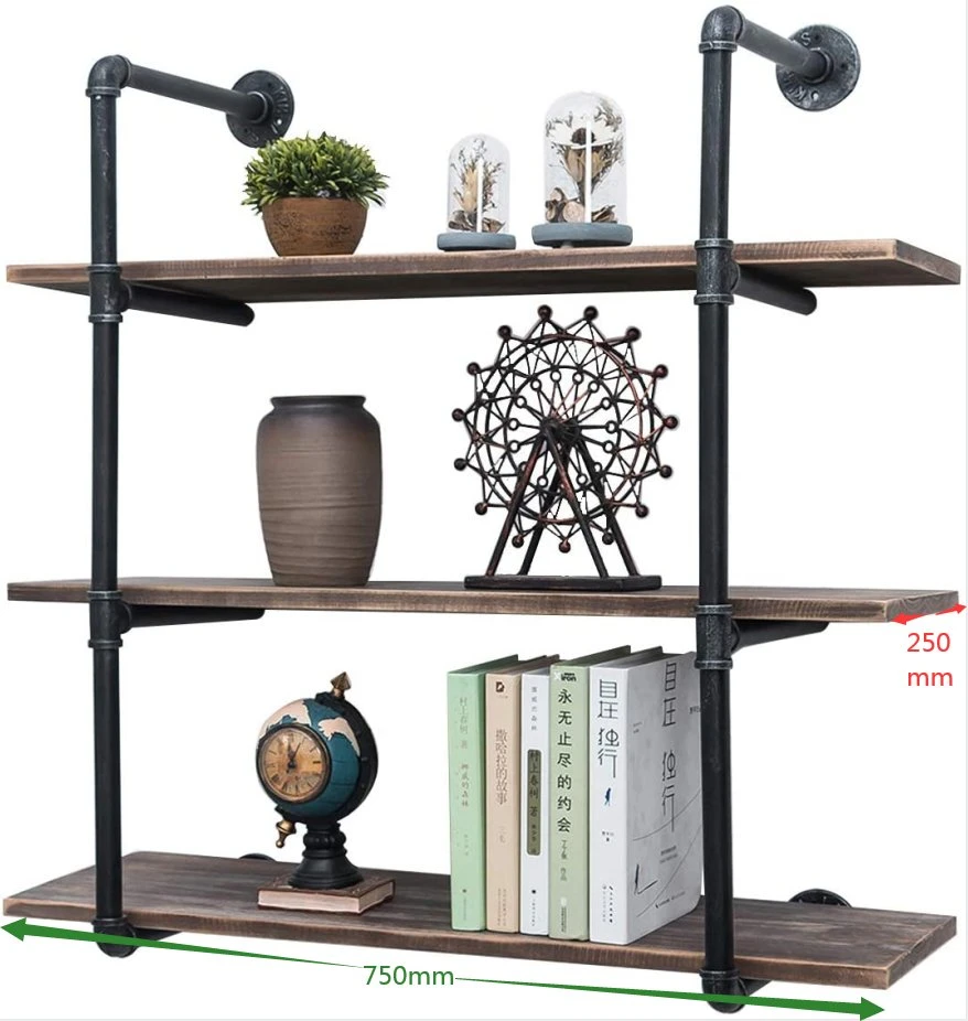 Pipe Shelf Rustic Floating Ladder Bookshelf Book Shelves Rustic Wall Mount Industrial Pipe Shelf