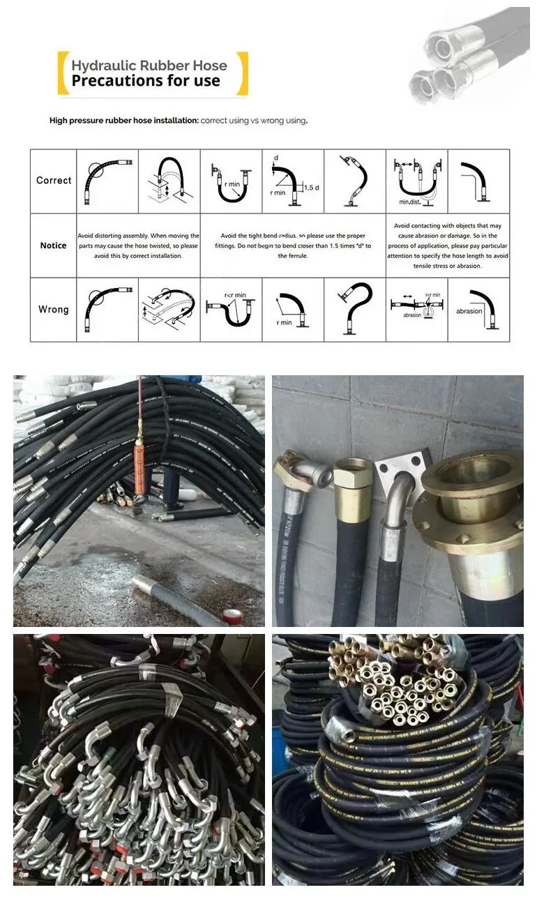 En853 1sn 2sn Flexible Hose Highly Abrasive Steel Wire Braided Hydraulic Hose