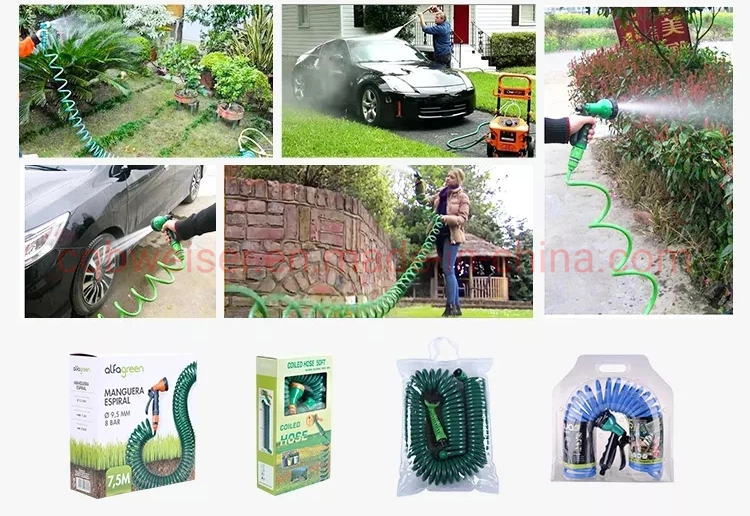 Retractable Garden Coil Hose EVA Recoil Hose Includes Spray Nozzle